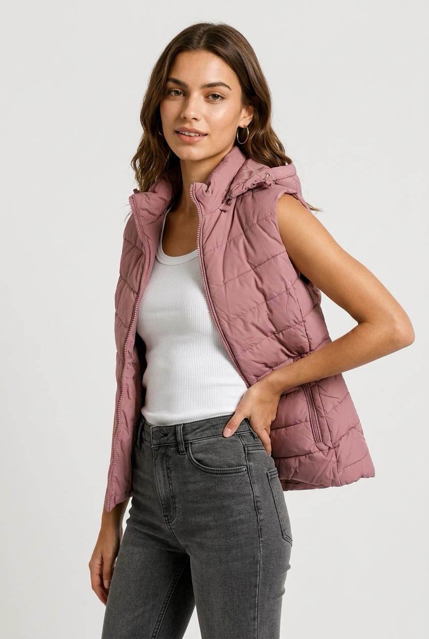 Chaleco acolchado ligero rosa