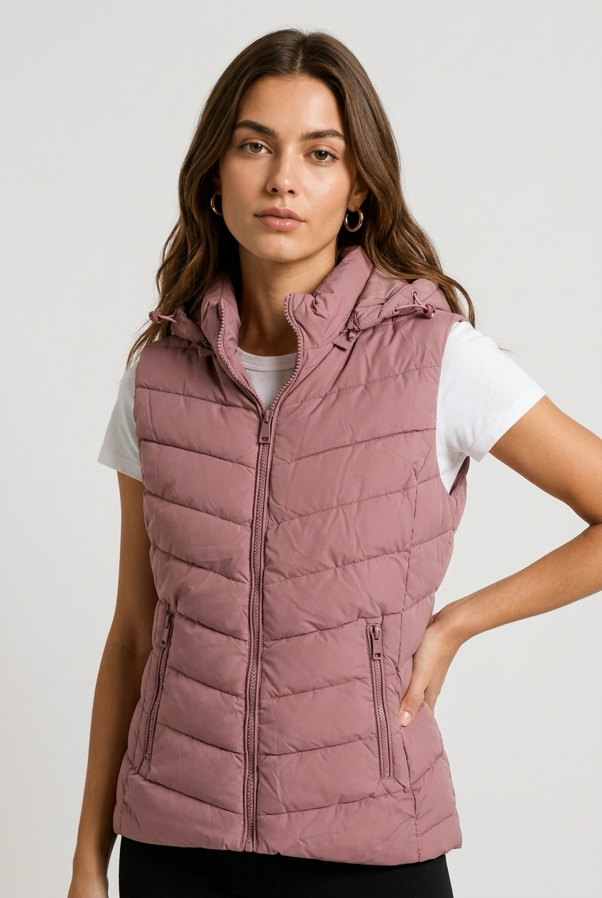 Chaleco acolchado ligero rosa