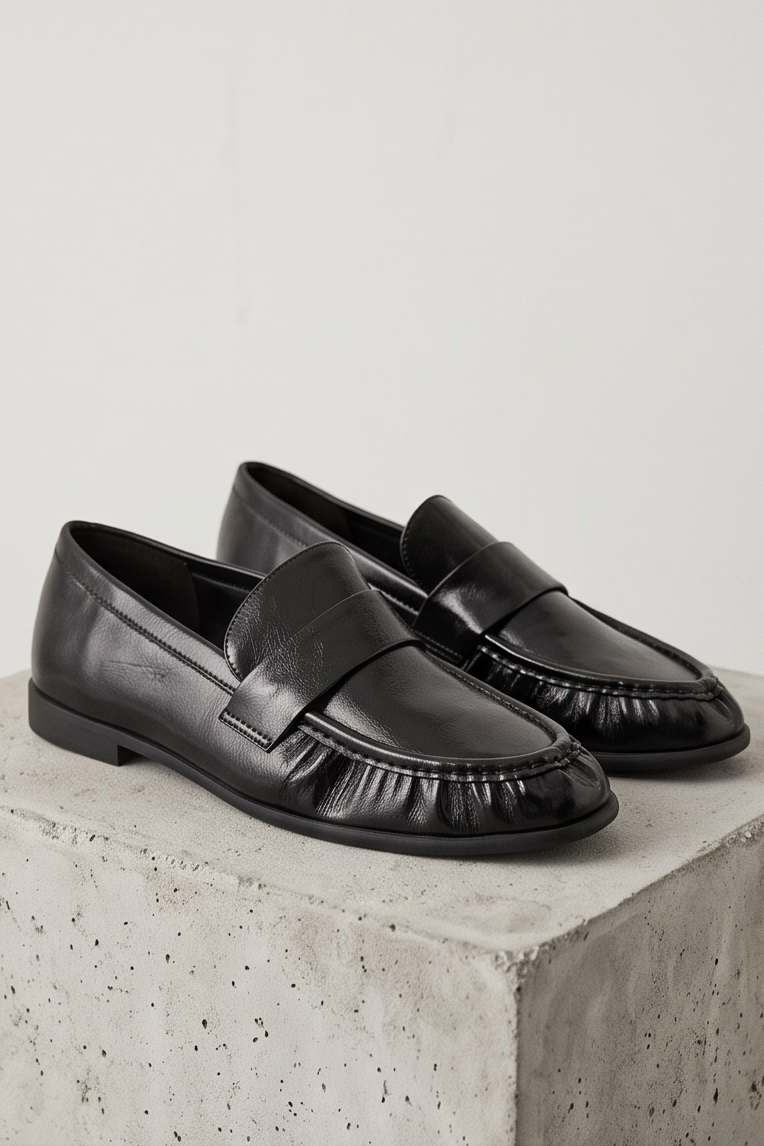 MOCASINES FRUNCIDOS NEGRO