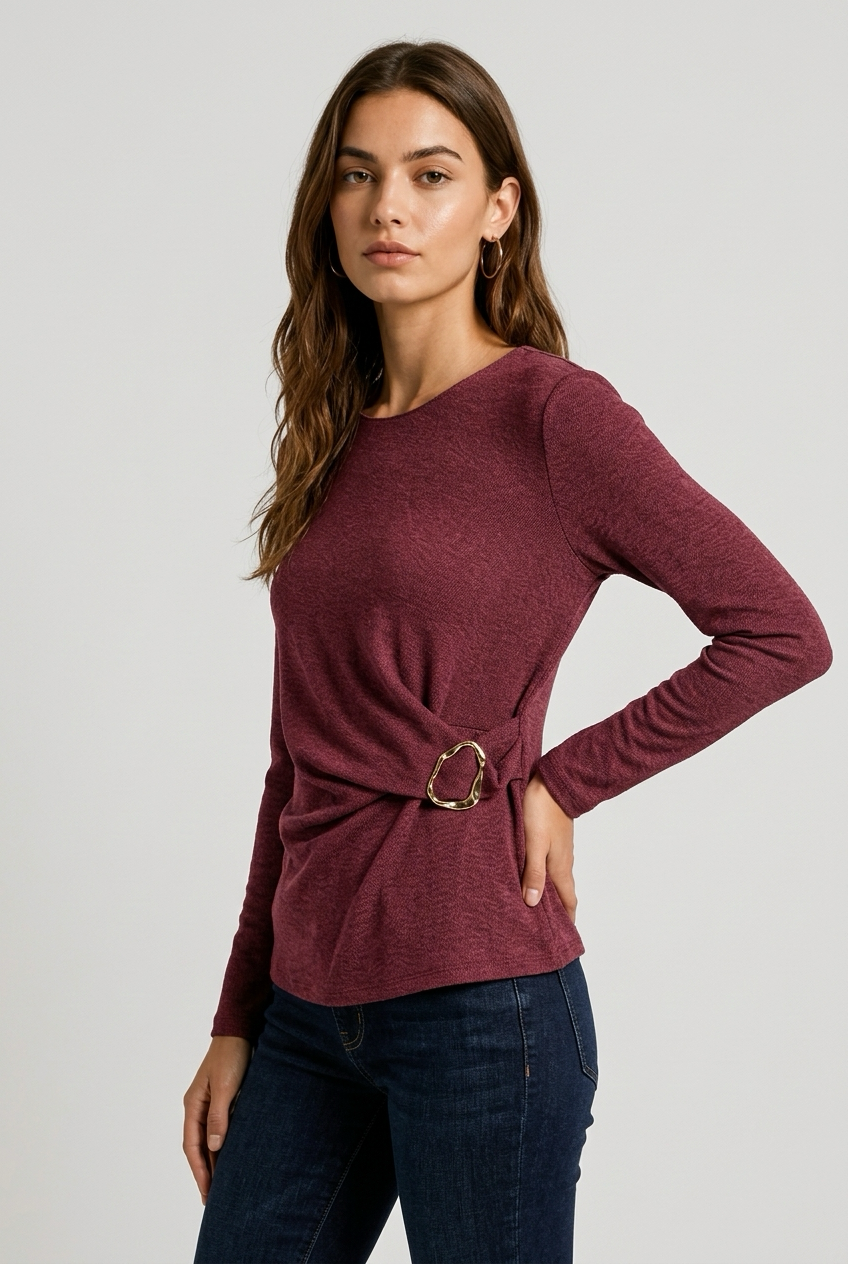 BLUSA FRUNCIDA LATERAL GRANATE