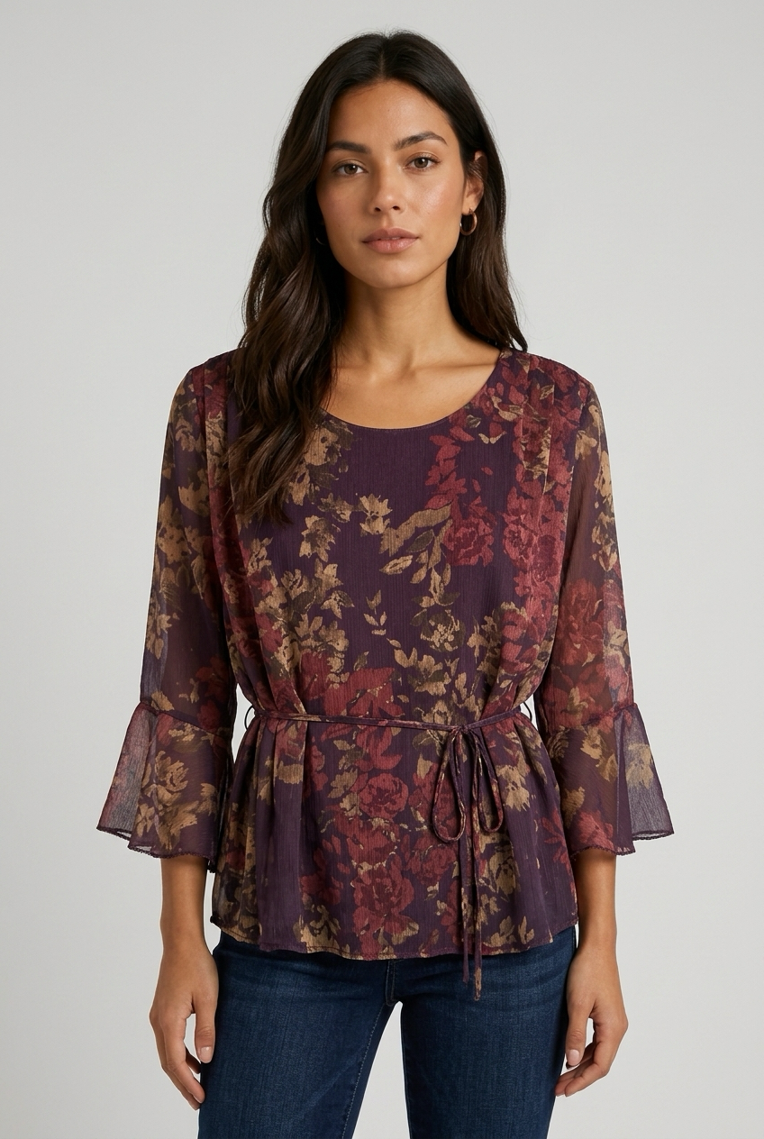 CAMISA FLORES GRANATE