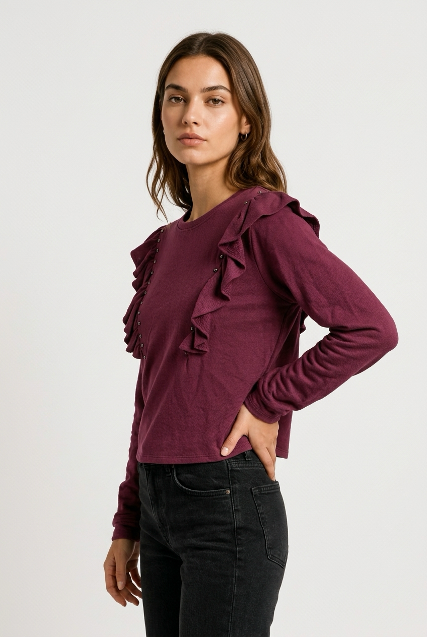 CAMISETA TACHAS VOLANTES GRANATE