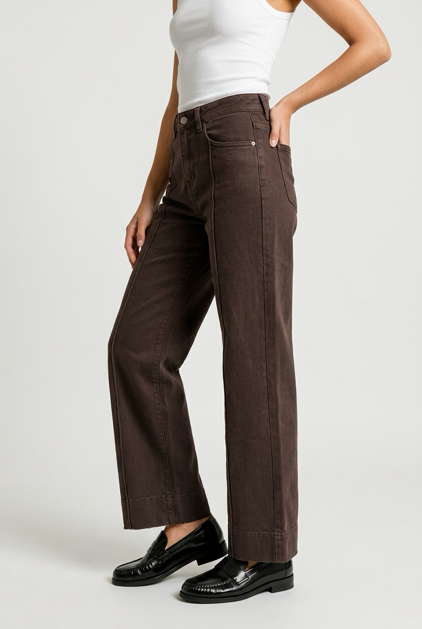 JEANS CORTE DENIM MARRON
