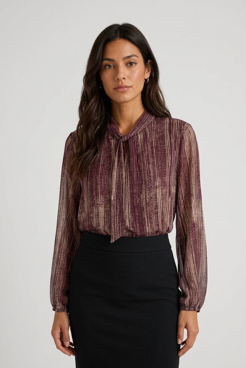 CAMISA RAYADA GRANATE
