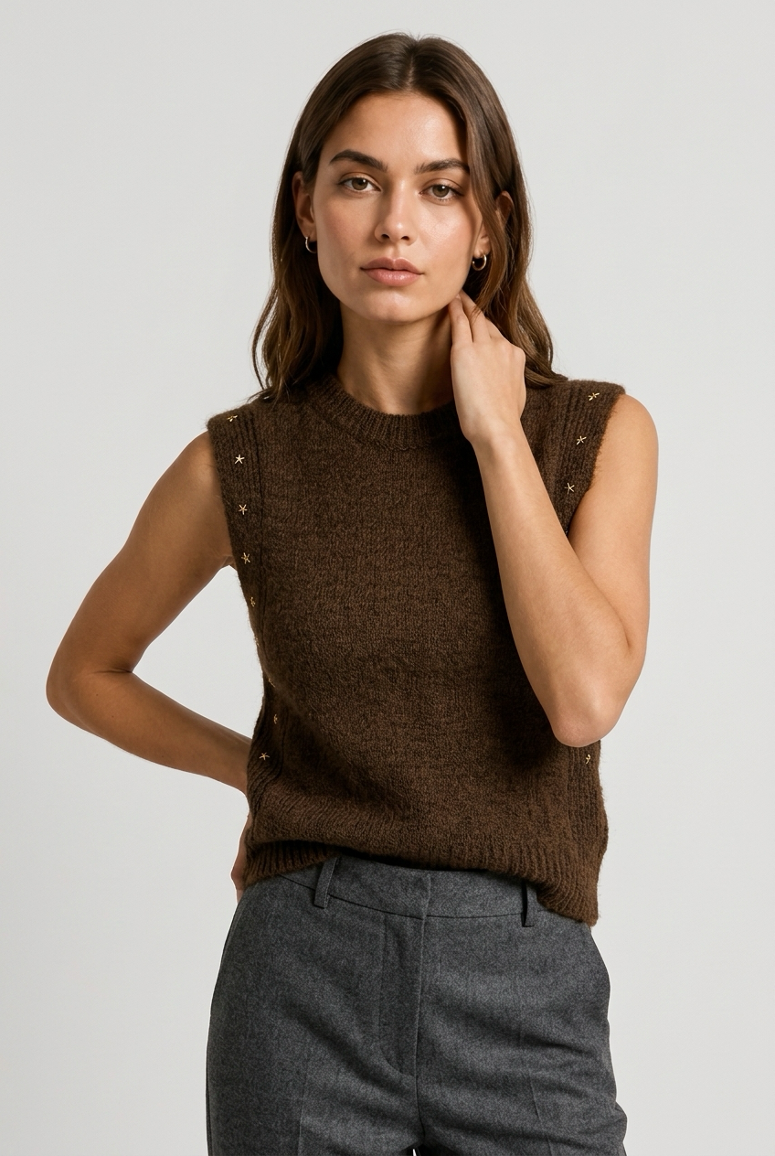CHALECO ESTRELLAS MARRON