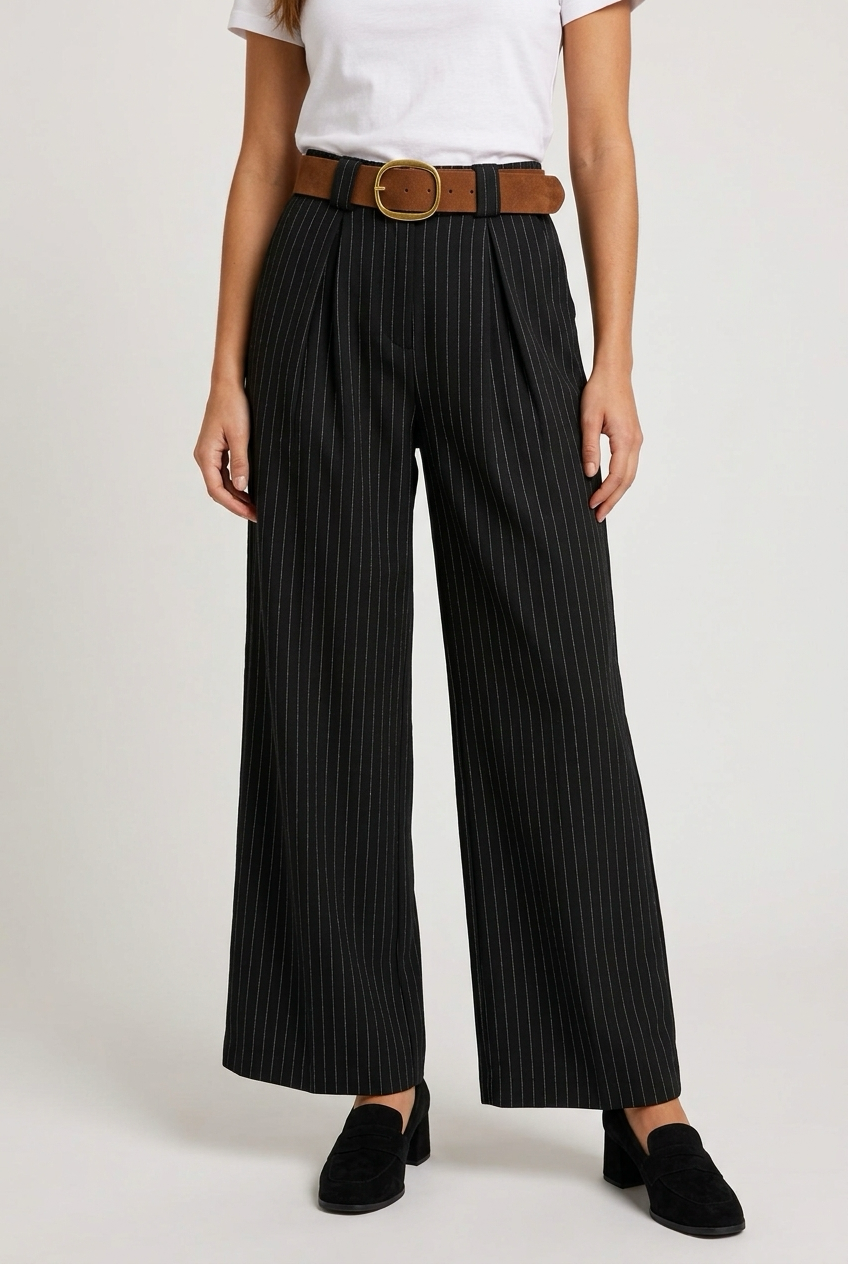 PANTALON ANCHO RAYAS NEGRO