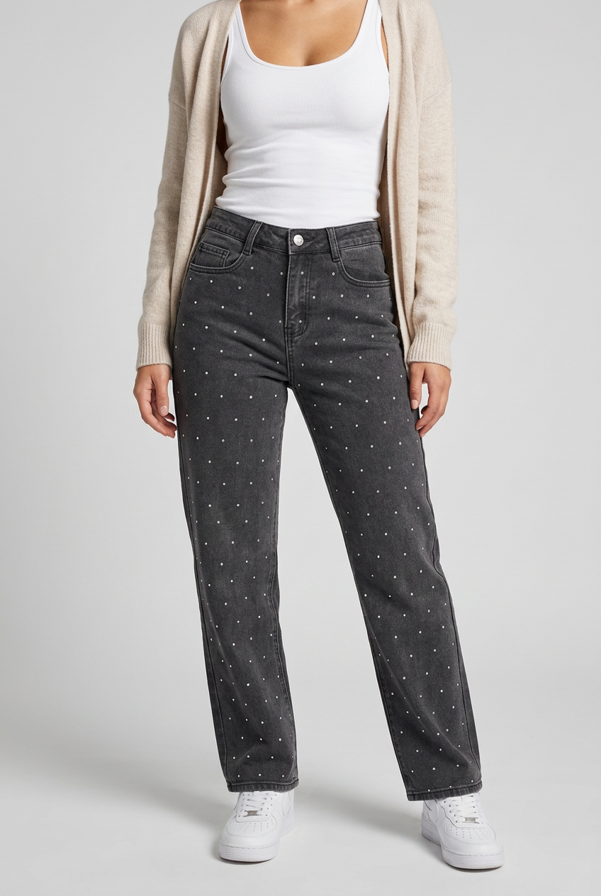 JEANS TACHAS GRIS