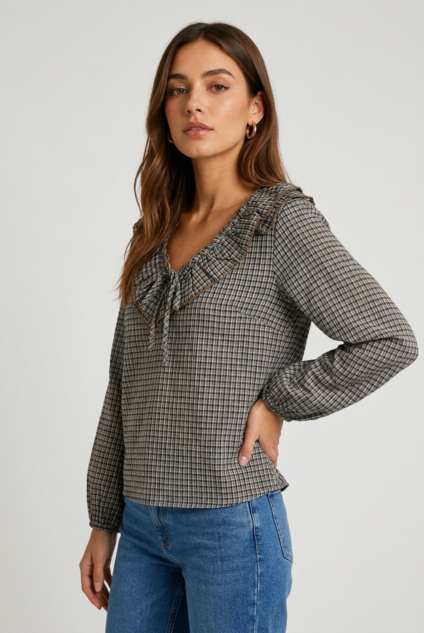 Camisa volantes verde