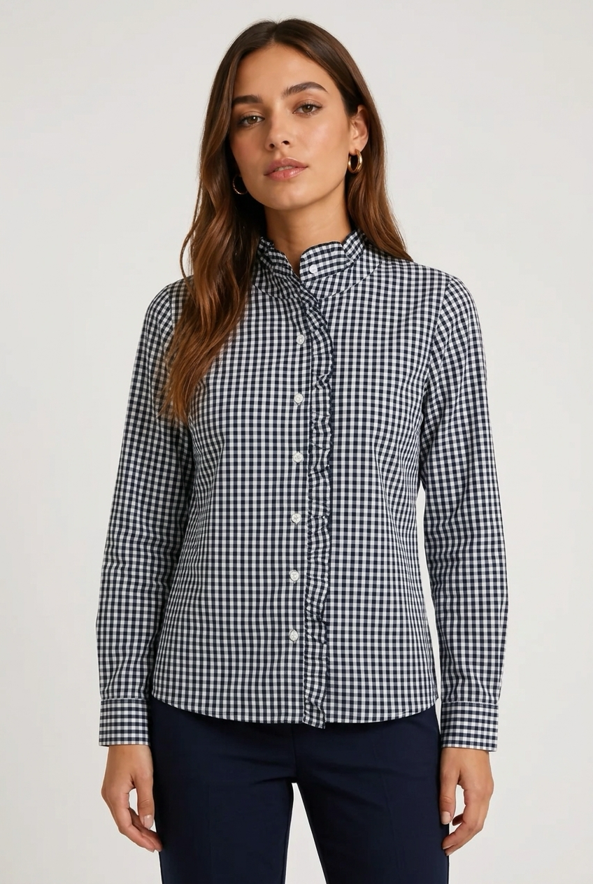 Camisa cuadros volante marino