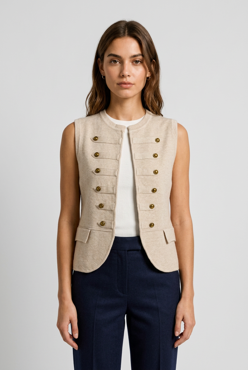 chaleco punto napoleon beige