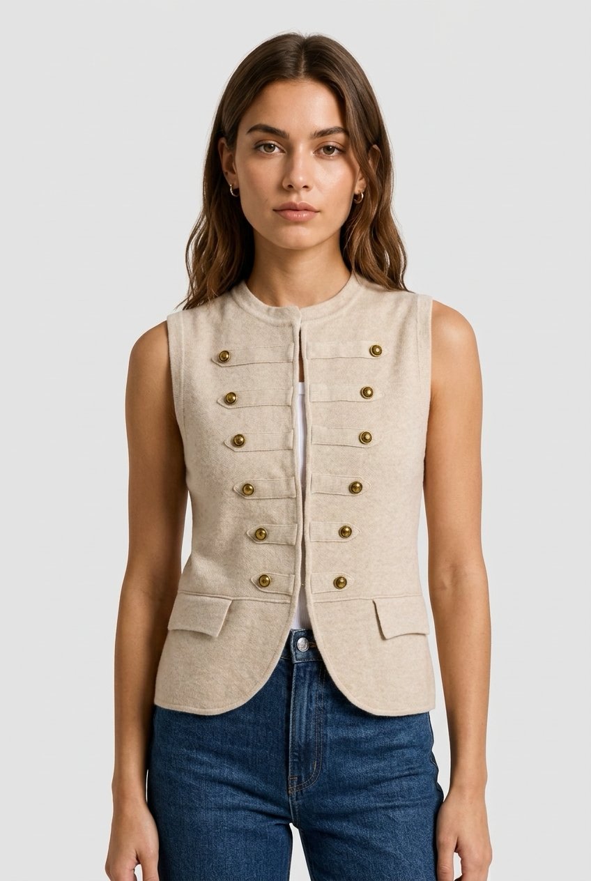 chaleco punto napoleon beige