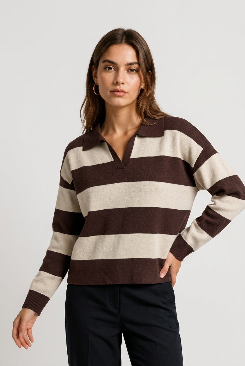 jersey rayas c/polo marron