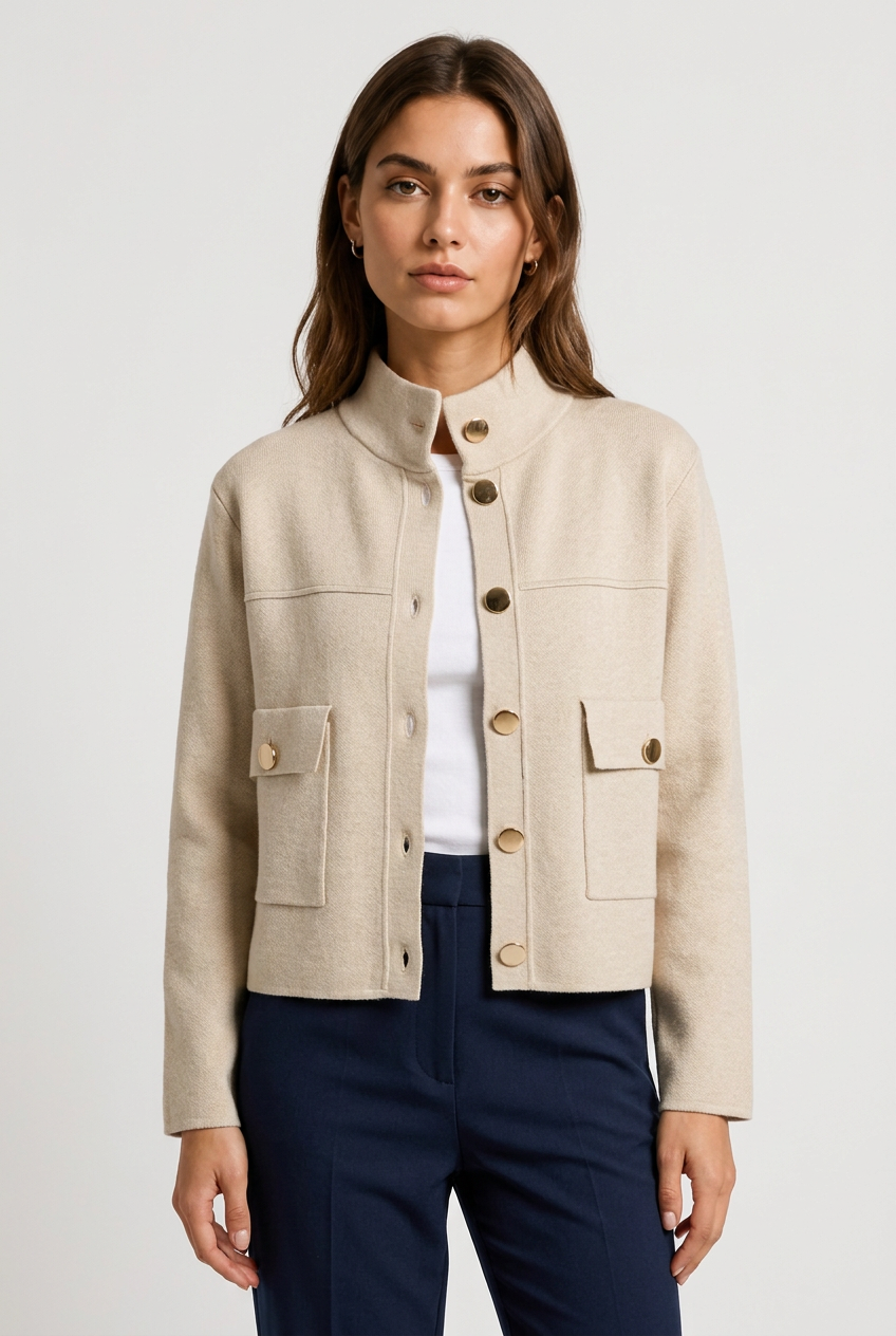 chaqueta punto beige