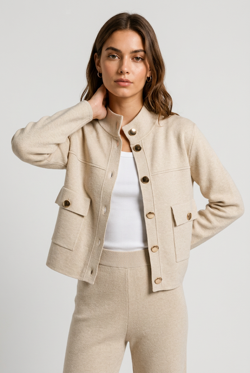 chaqueta punto beige