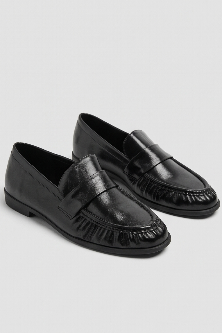 MOCASINES FRUNCIDOS NEGRO