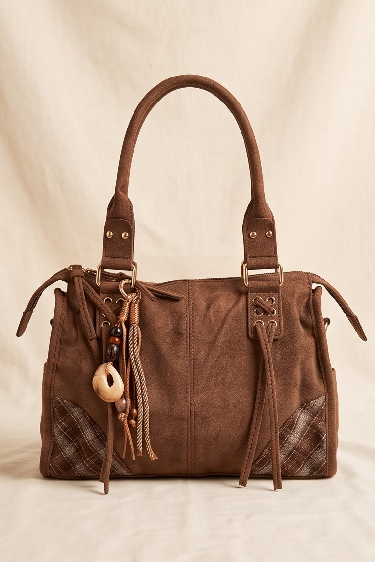 BOLSO CUADROS MARRON
