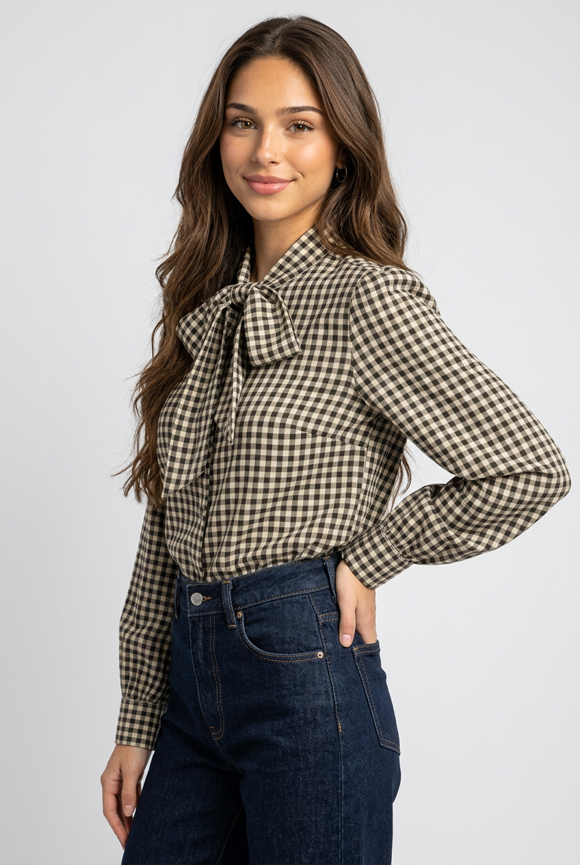 CAMISA CUADROS NUDO NEGRO