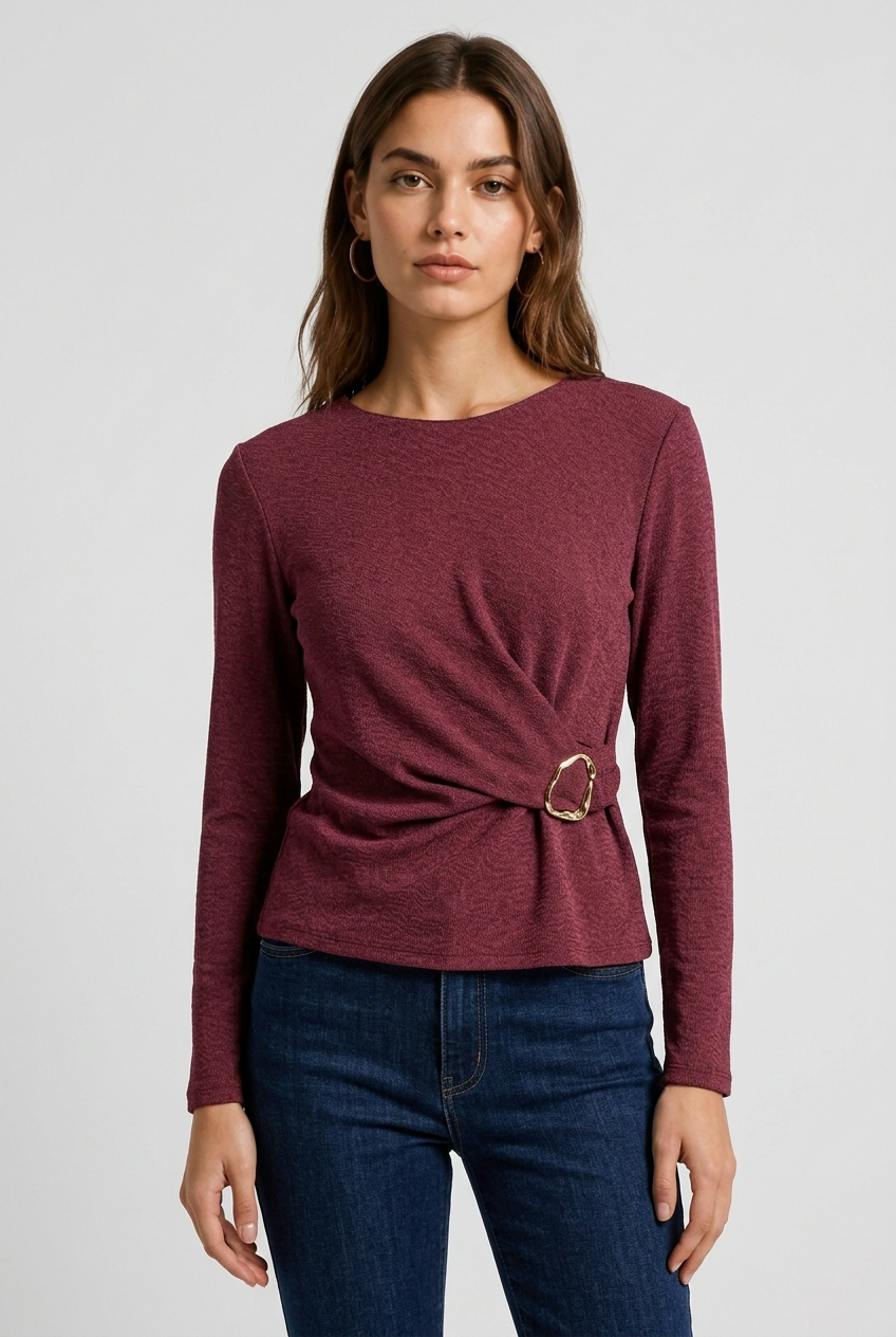 BLUSA FRUNCIDA LATERAL GRANATE