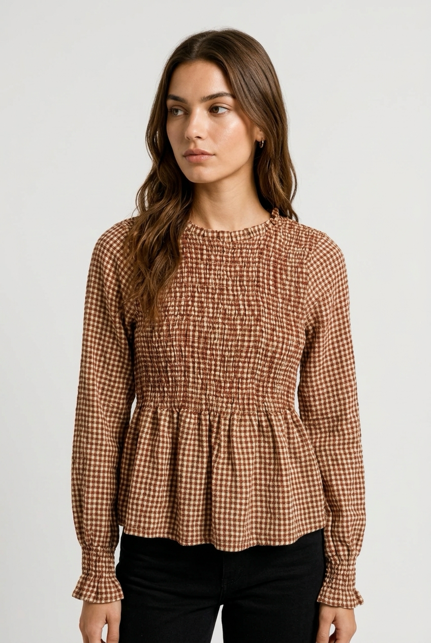 BLUSA NIDO ABEJA CAMEL