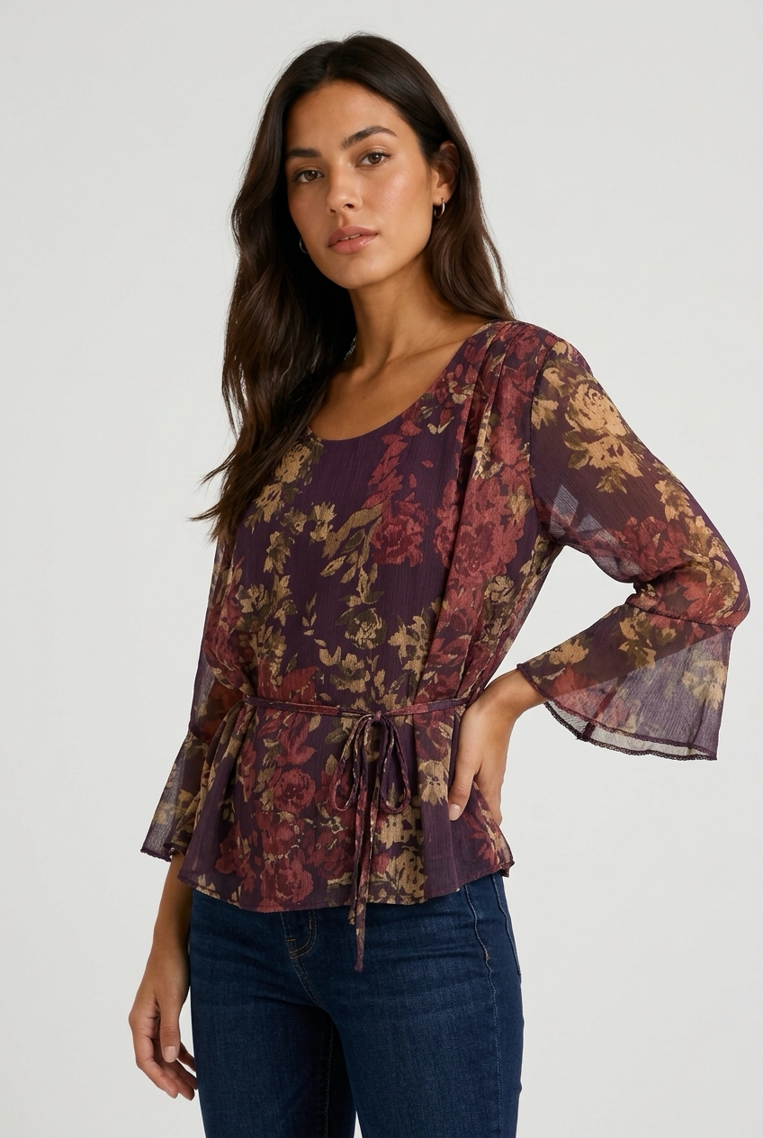 CAMISA FLORES GRANATE
