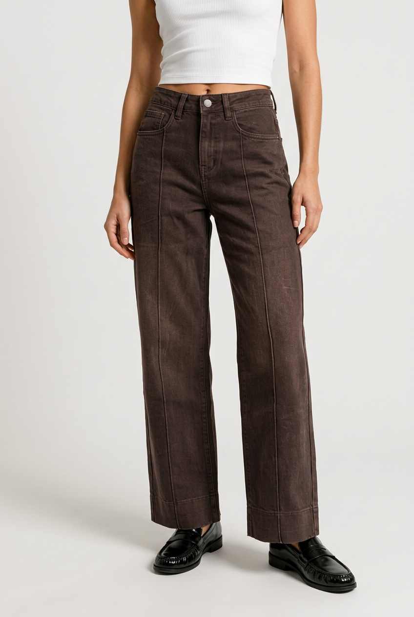 JEANS CORTE DENIM MARRON
