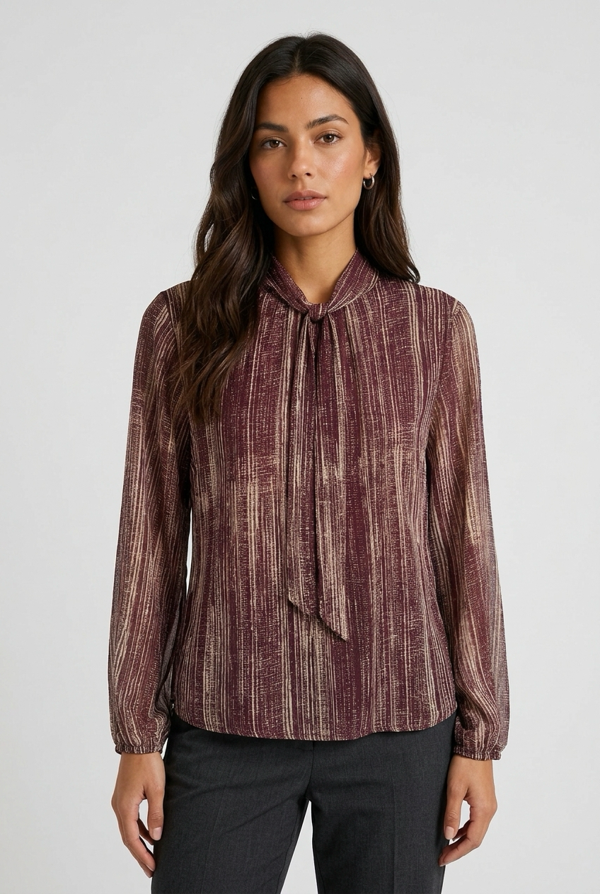 CAMISA RAYADA GRANATE