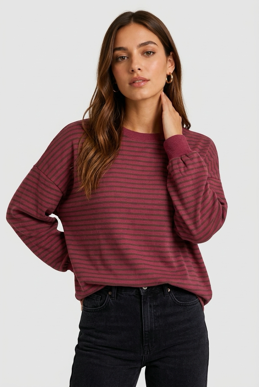 SUDADERA RAYAS GRANATE