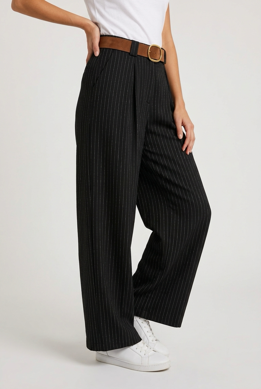PANTALON ANCHO RAYAS NEGRO