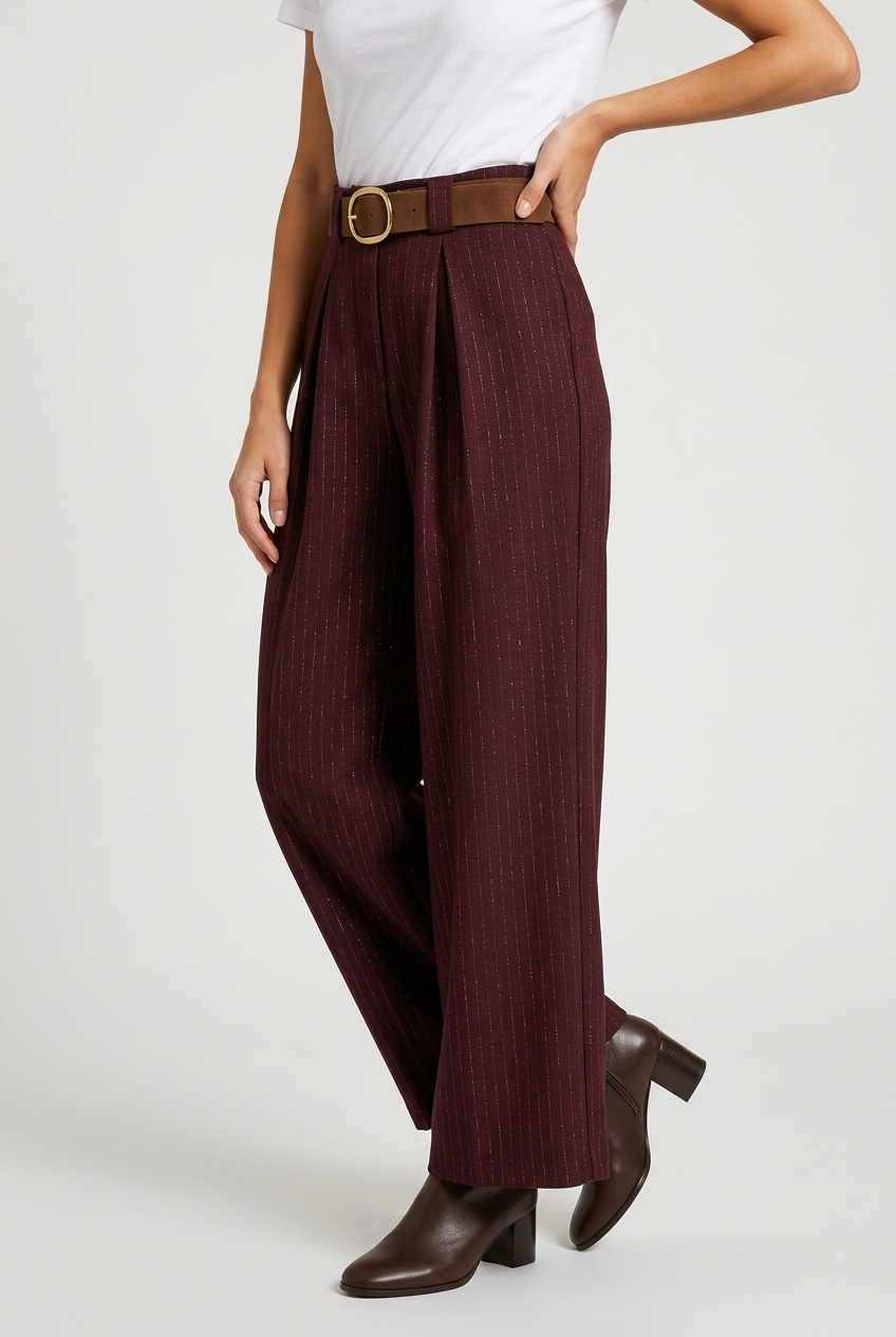 PANTALON ANCHO RAYAS GRANATE