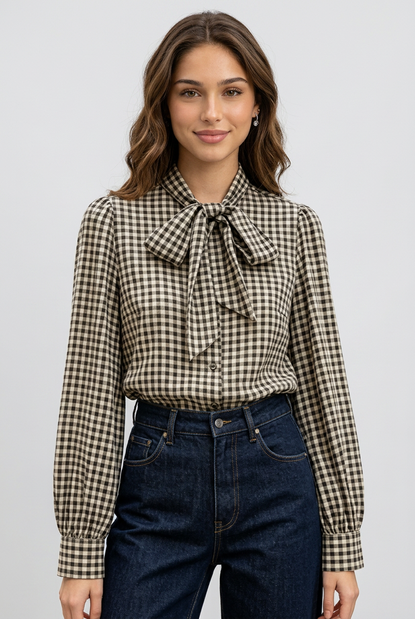 CAMISA CUADROS NUDO NEGRO