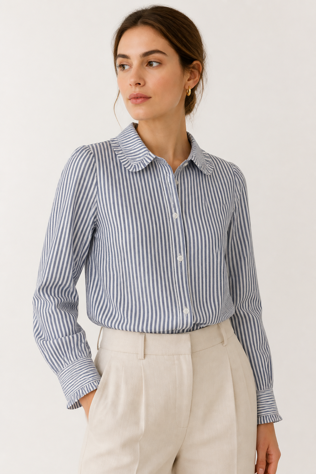 Camisa volantes azul