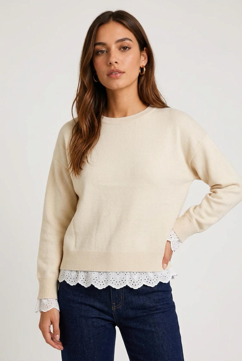 Jersey puntilla beige