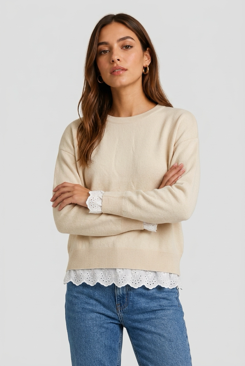 Jersey puntilla beige