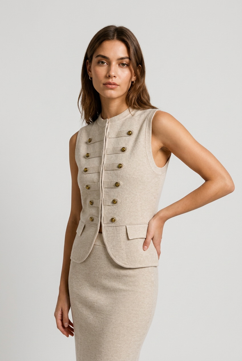chaleco punto napoleon beige