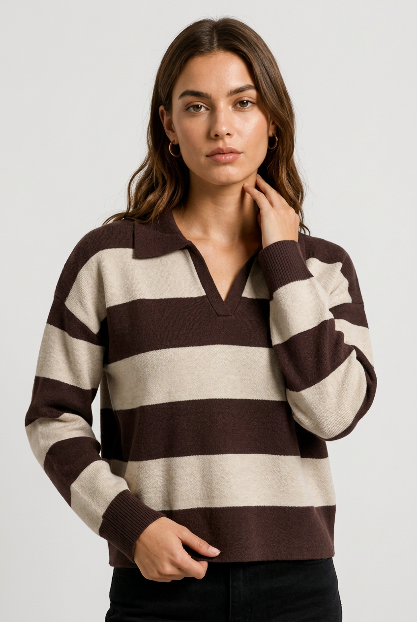 jersey rayas c/polo marron