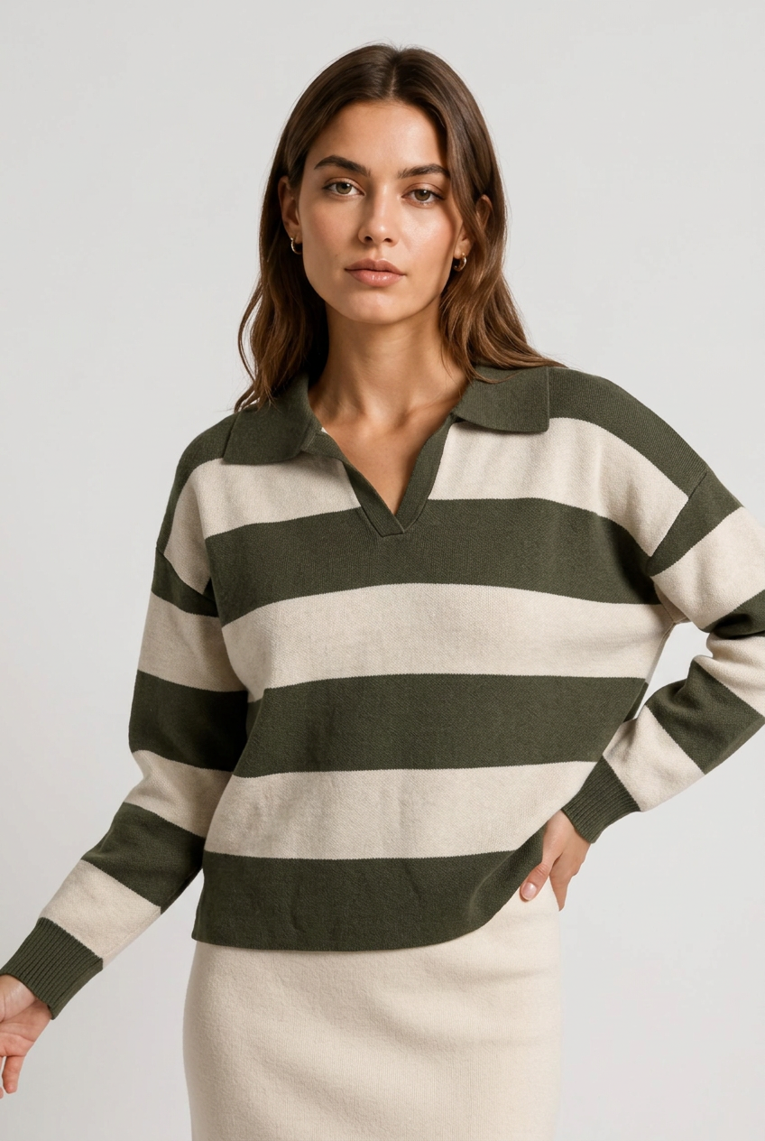 jersey rayas c/polo verde