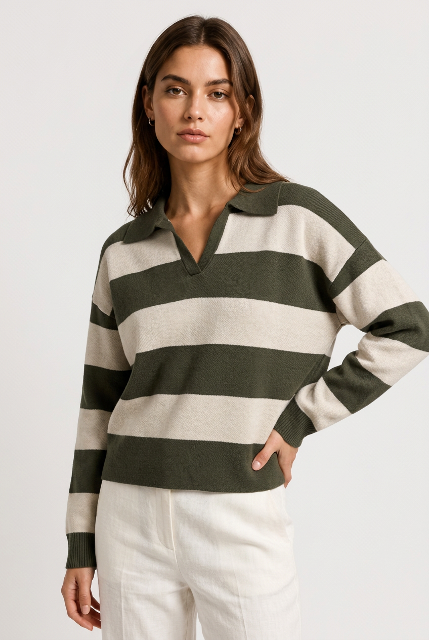 jersey rayas c/polo verde