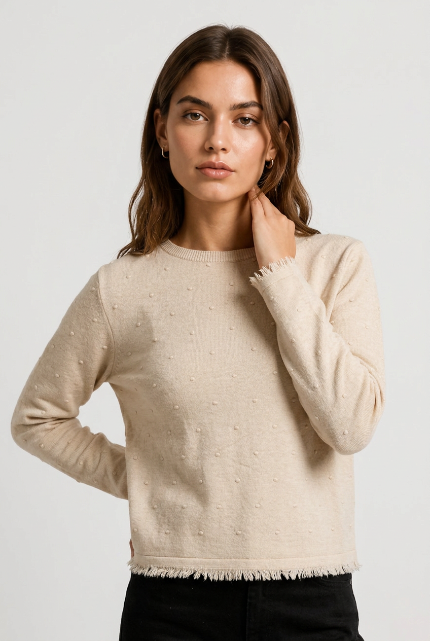 jersey plumeti flecos beige