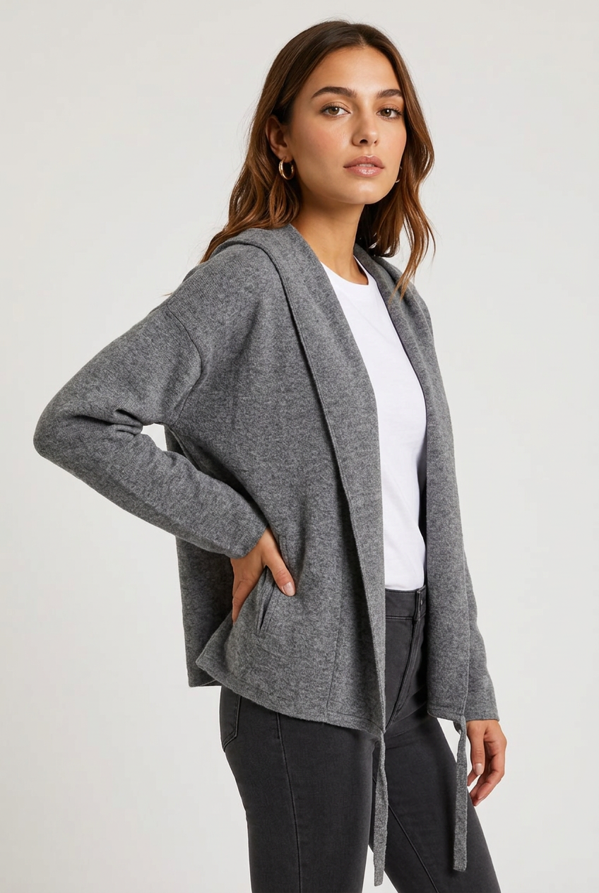 chaqueta abierta punto gris