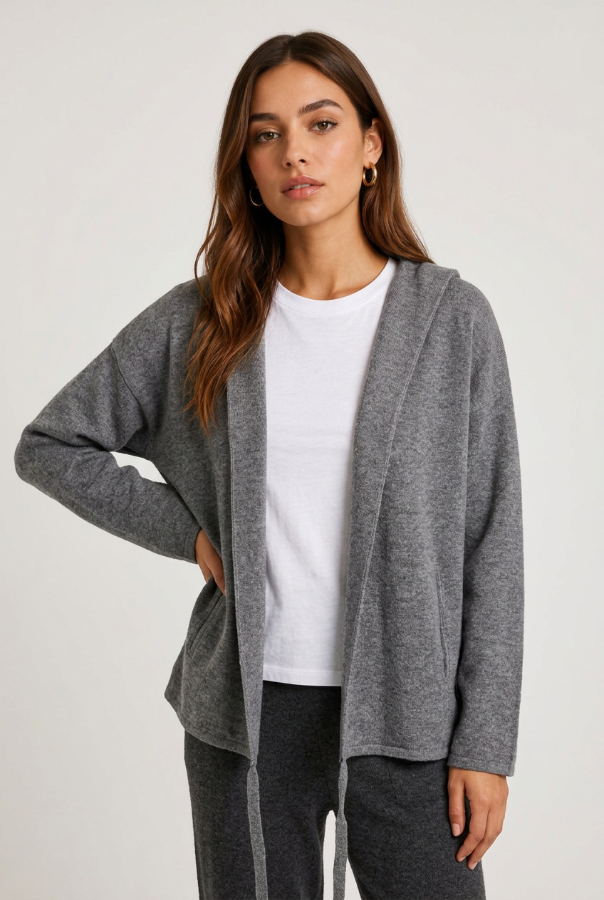 chaqueta abierta punto gris