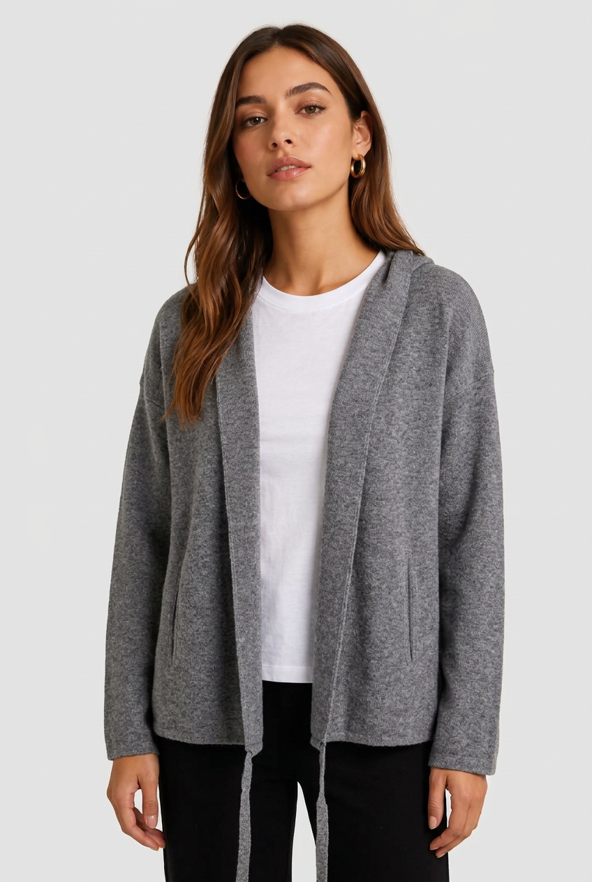 chaqueta abierta punto gris
