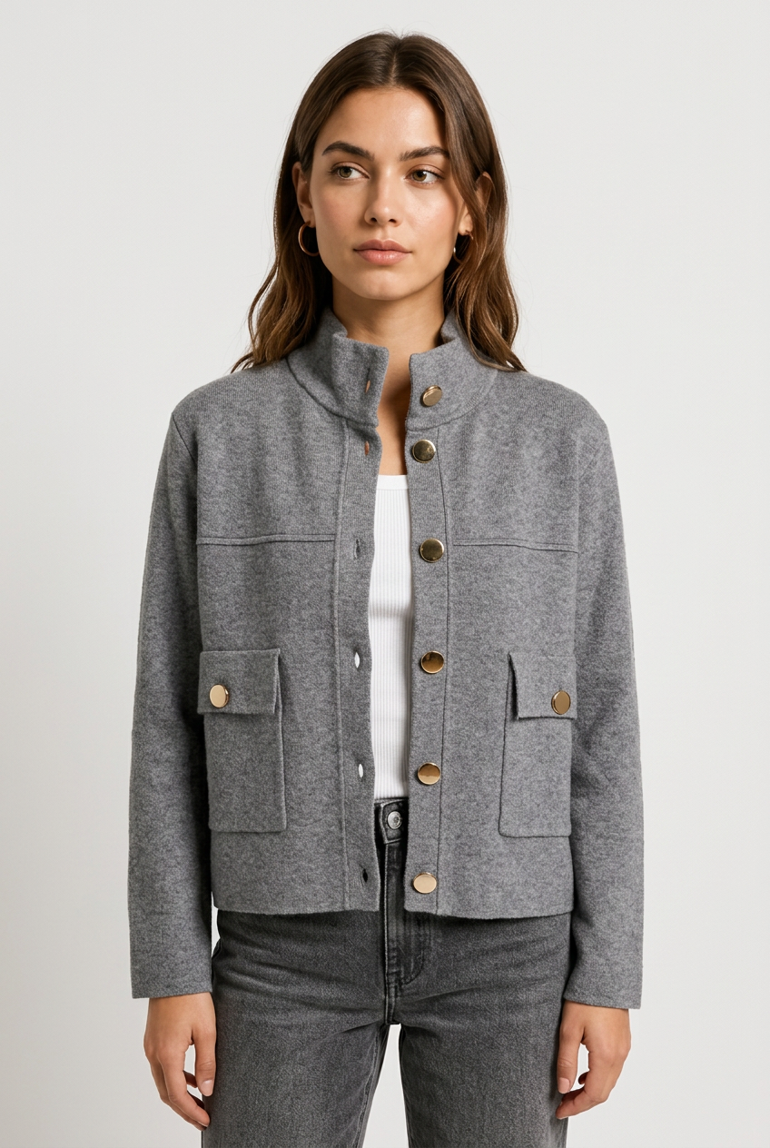 chaqueta punto gris