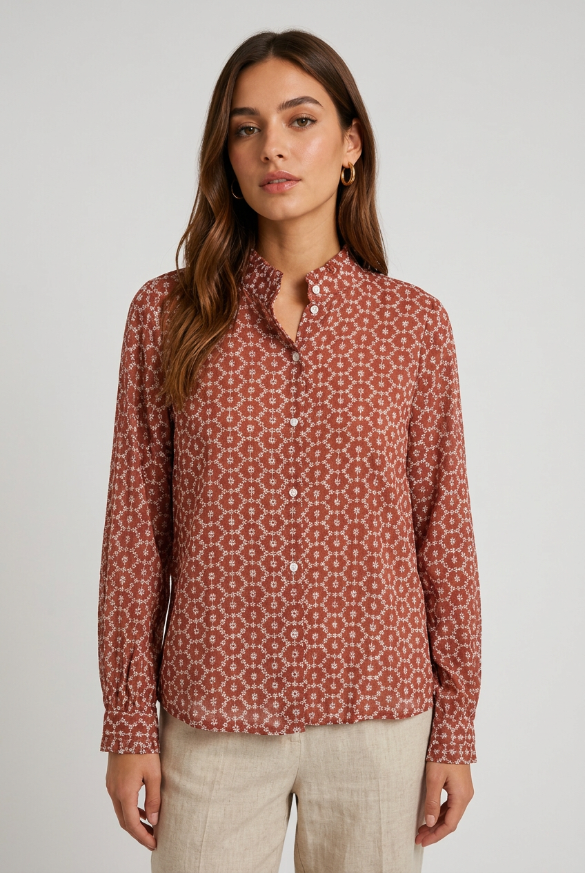 camisa bordada coral